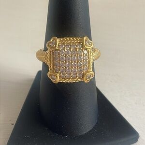 Sparkling Judith Ripka Pave Gold Clad Statement Ring.